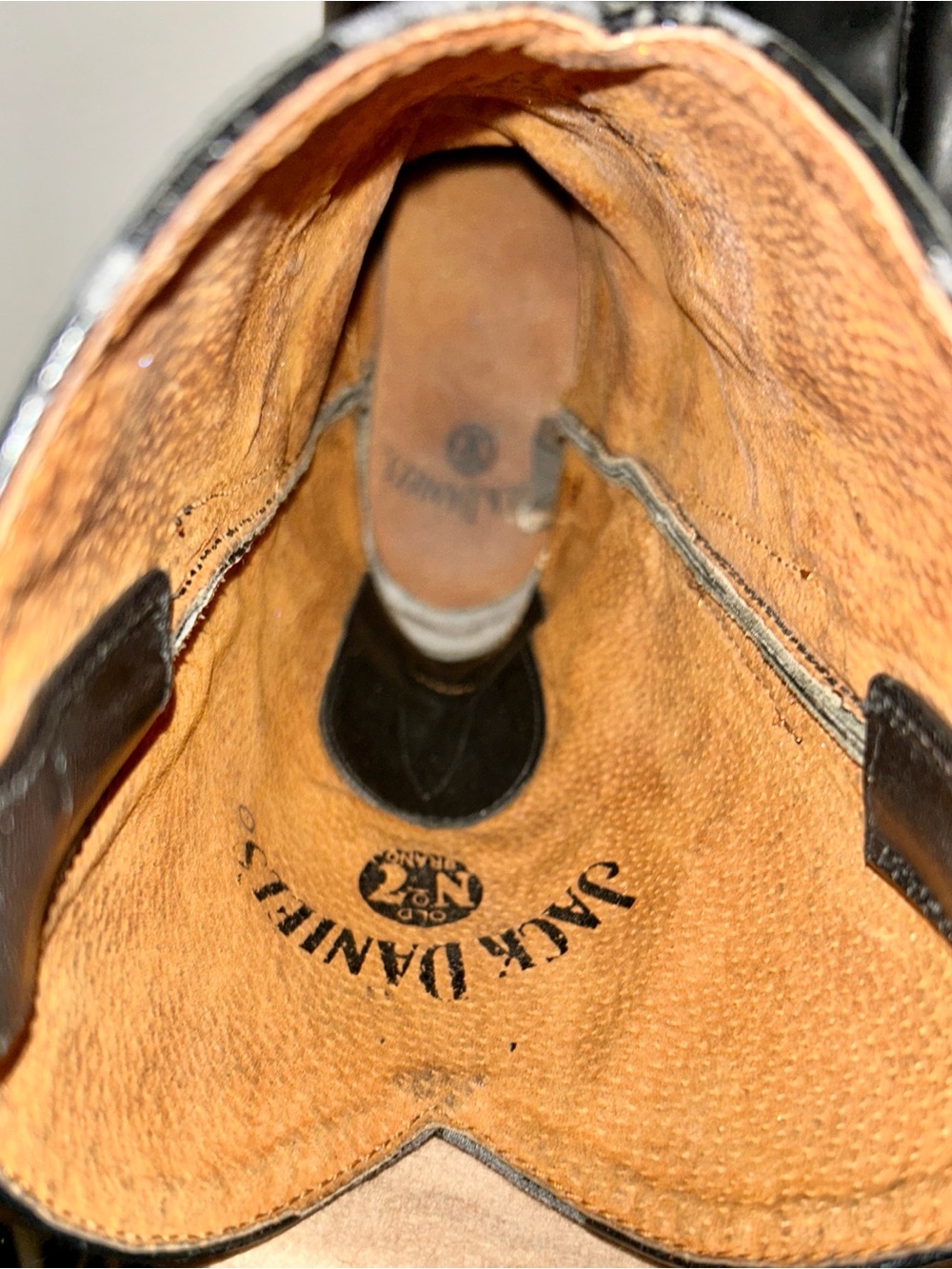Jack Daniel's Old No. 7 Black Leather Harness Cowboy Boots. Vintage, size 9EE - Picture 12 of 15